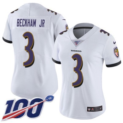 Nike Baltimore Ravens #3 Odell Beckham Jr. White Women's Stitched NFL 100th Season Vapor Untouchable Limited Jersey